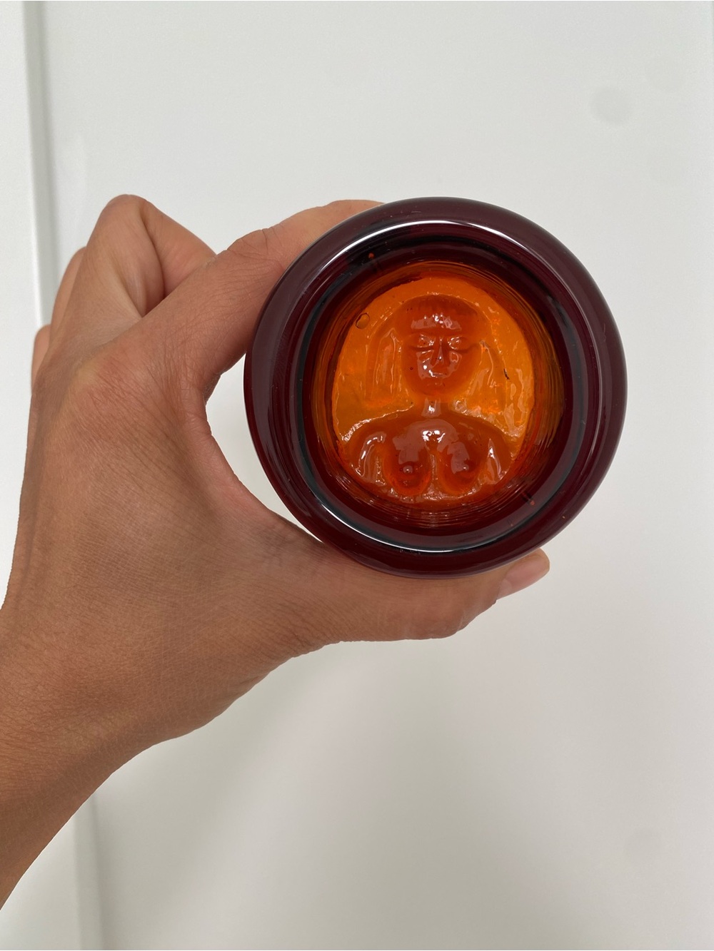 Erik Höglund Kosta Boda Amber Glass Bowl “Eve” Figural Dish Sweden Vintage